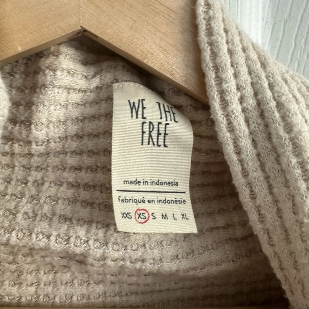 Free People Sweater Turtleneck Thermal Knit White Cream Minimalist Extra Small